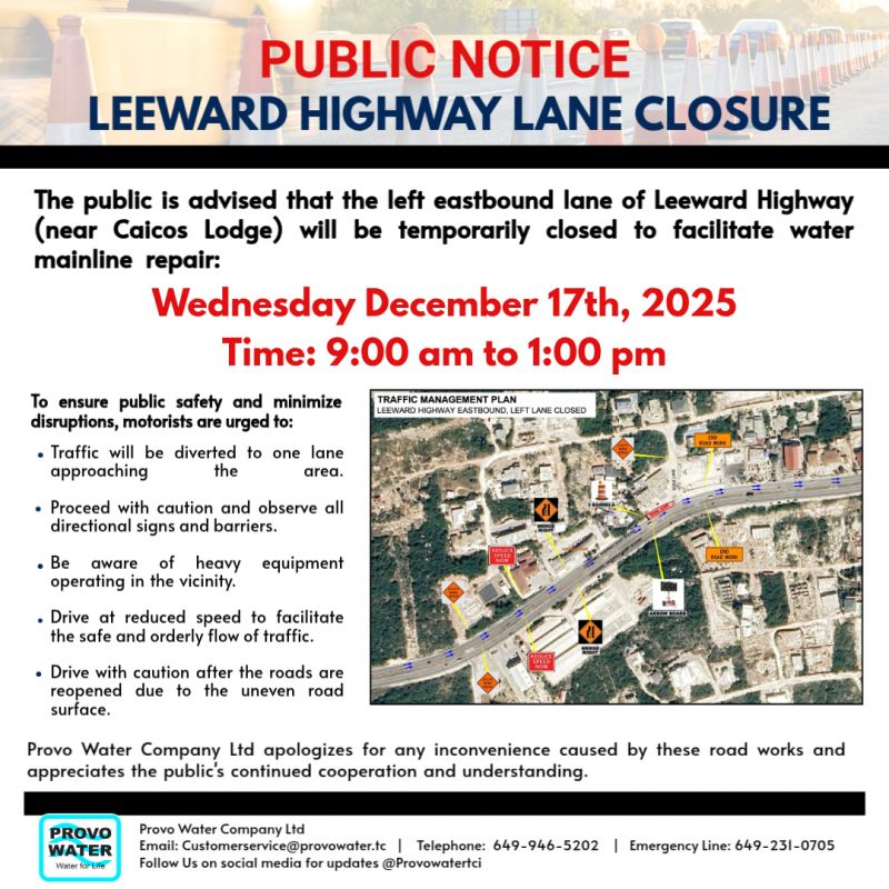 Image for the Tweet beginning: Leeward Highway Lane Closure 

Left