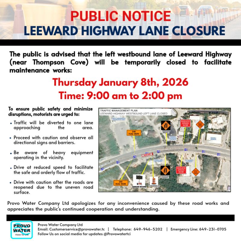 Image for the Tweet beginning: Leeward Highway Lane Closure

Left westbound